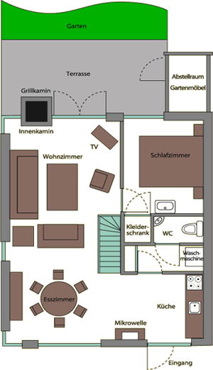 Grundriss vom Erdgeschoss vom Ferienhaus